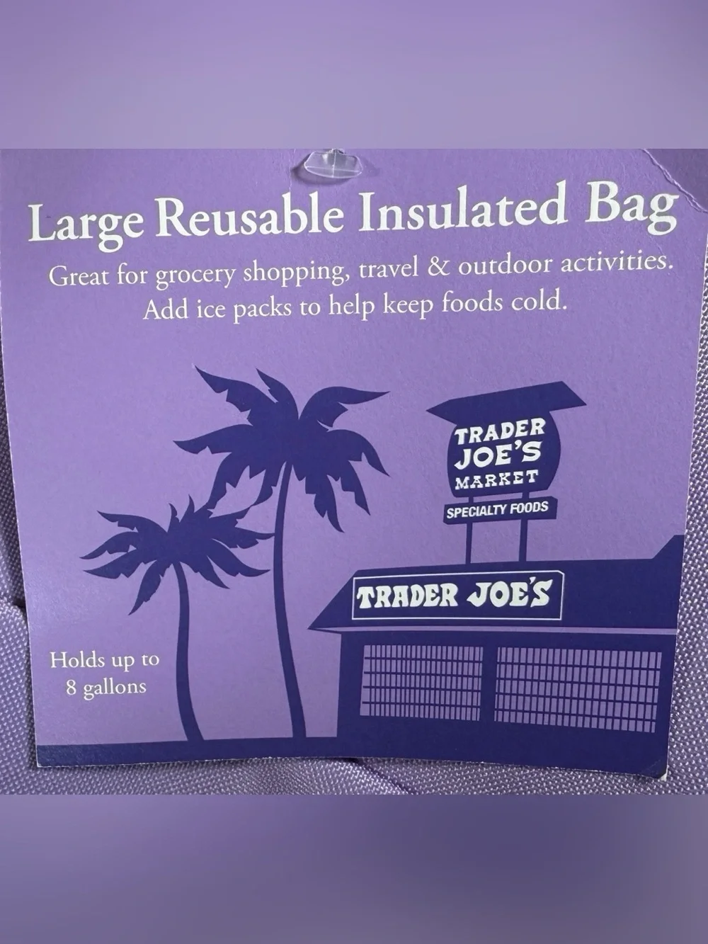 TRADER JOE’S Large Lavender 💜 Reusable Tote Cooler Bag Holds 8 Gallons NEW